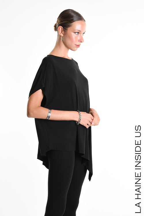 LH W5272 T-SHIRT Over Asymmetric Jersey Bamboo Black