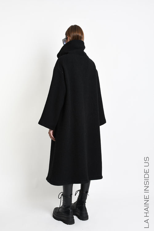 LH W5516 OVERCOAT in Wool Blend Cloth Black