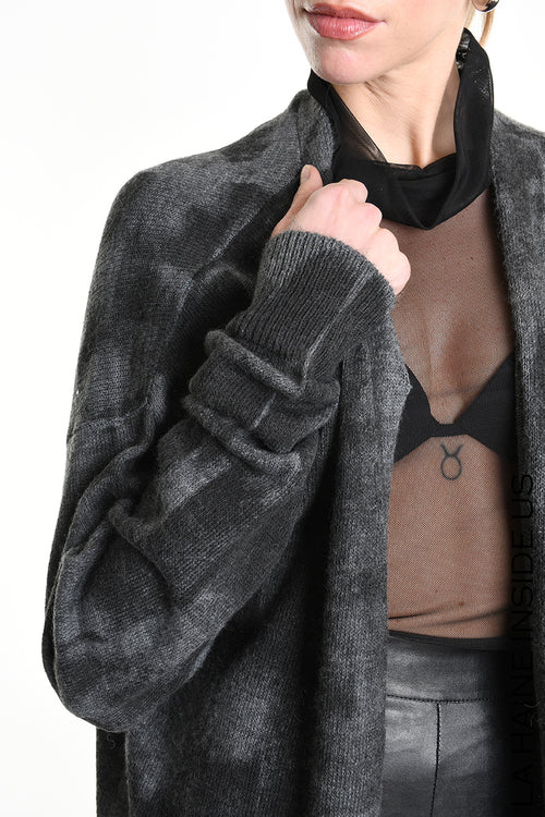 LH W5137 CARDIGAN Lungo in Maglia Finezza 7 Nero