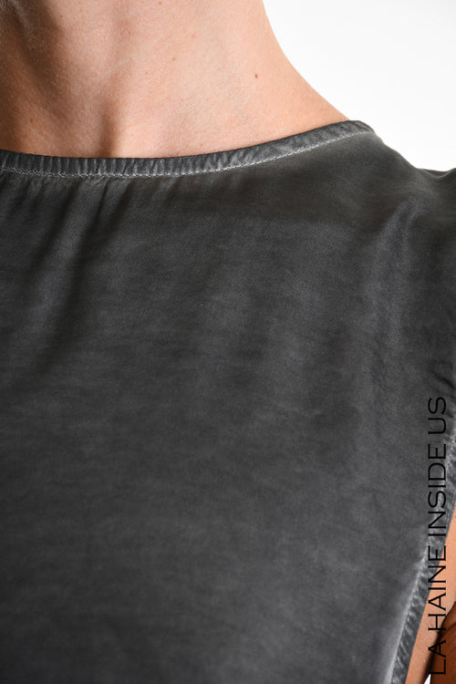 LH W5276 DRESS Asymmetrical Silk Viscose Dyed Cold Black