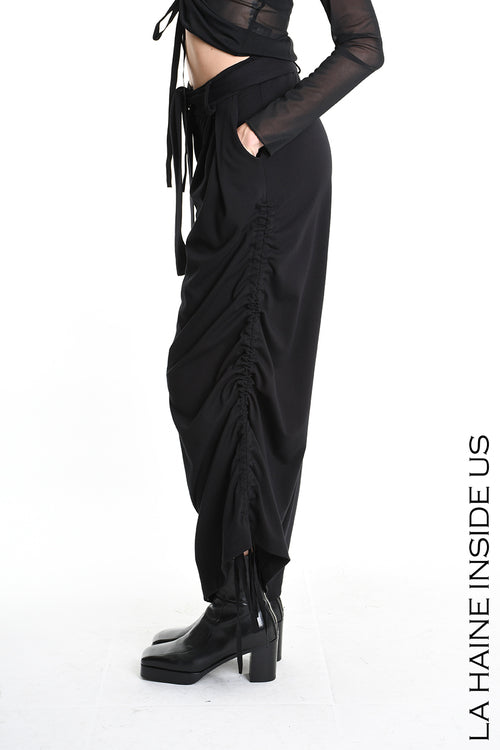 LH W5177 PANTALONE Palazzo in Punto Milano Nero