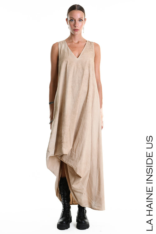 LH W5379 DRESS Dyed Cotton Gabardine Mud