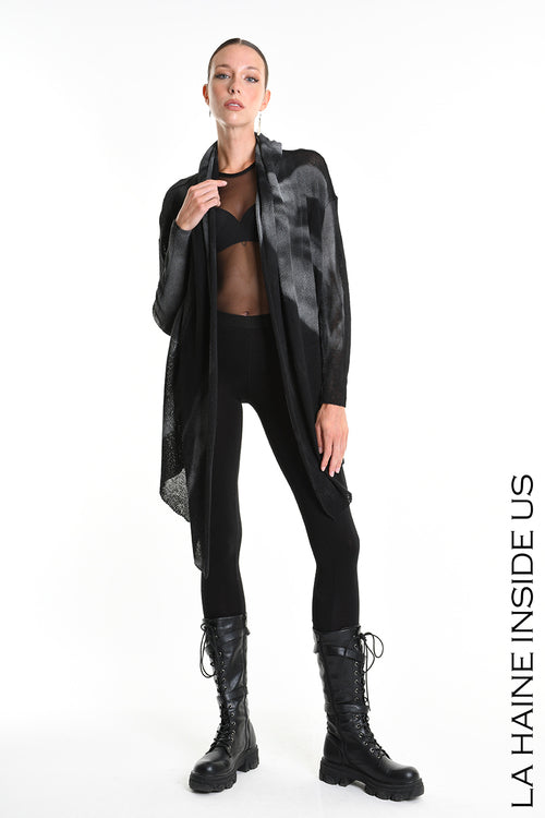 LH W5368 CARDIGAN Asymmetric Thickness 7 Treatment Spray Black
