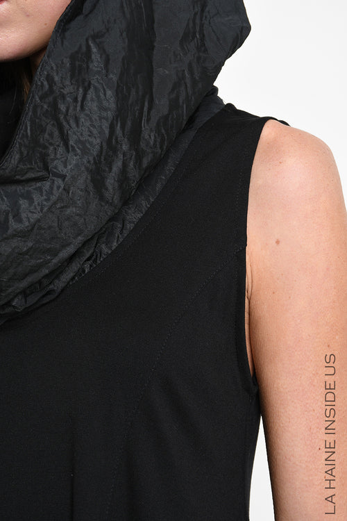 LH W5452 DRESS Asymmetric Punto Milano Stretch Black