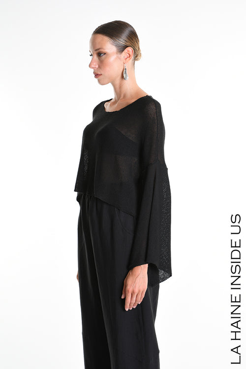 LH W5371 SWEATER Crop Thickness 7 Black