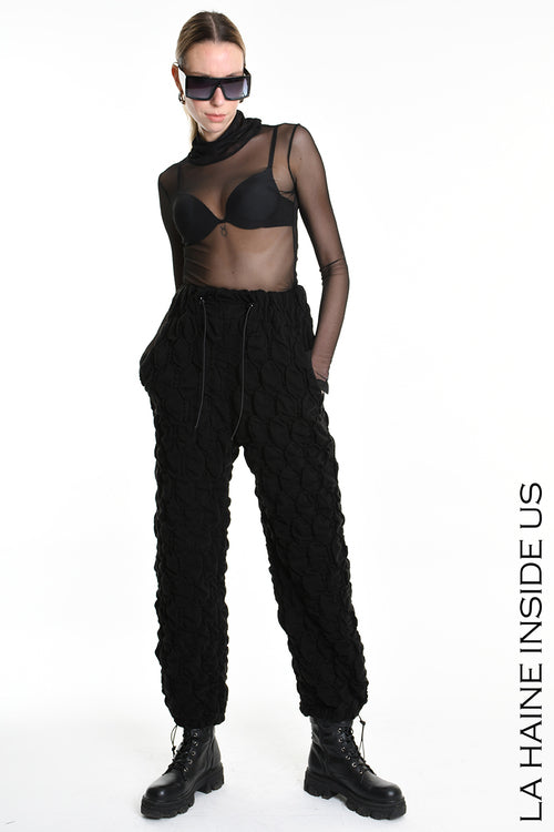 LH W5199 TROUSER Over Wide Fit Embossed Jersey UNISEX D Black