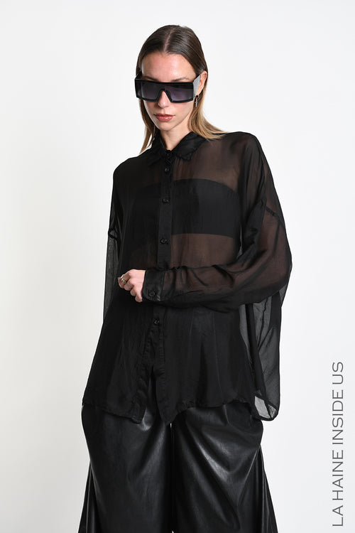 LH W5481 SHIRT Over Viscose Silk Garment Dyed Black