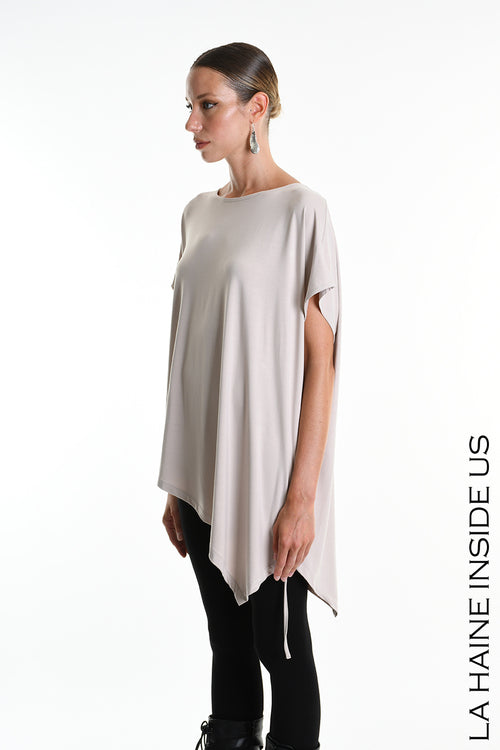 LH W5272 T-SHIRT Over Asymmetric Jersey Bamboo Beige