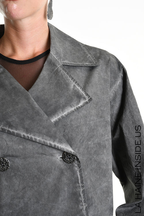 LH W5381 JACKET Over-crop Dyed Cotton in Gabardine Grey