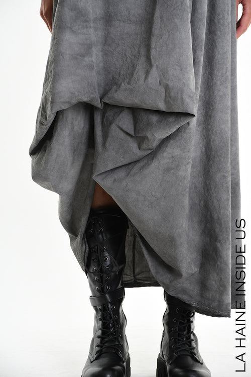 LH  W5379 DRESS Dyed Cotton Gabardine Grey