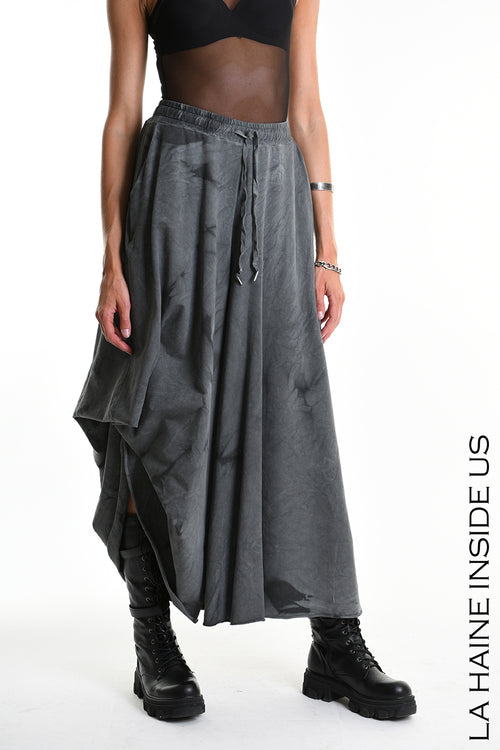 LH W5295 TROUSER Wide Sweatshirt Net & Dyed Cold Treatment Black