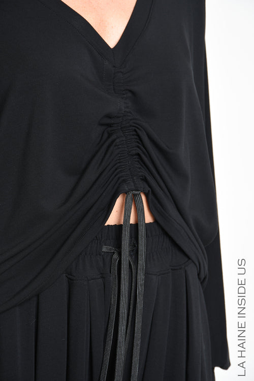 LH W5393 SWEATER Over-Cropped in Bamboo Jersey Black
