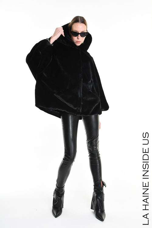 LH  W5173 SPORT JACKET Over Faux Fur Lined Black