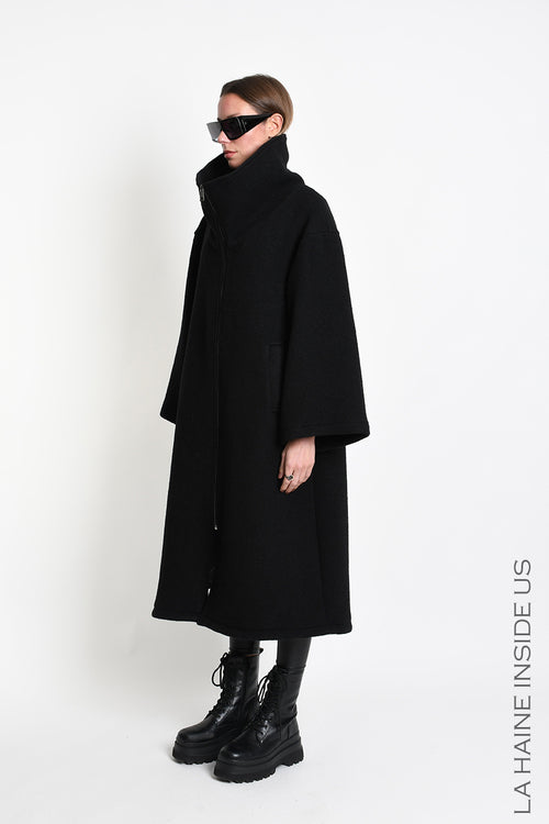 LH W5516 OVERCOAT in Wool Blend Cloth Black