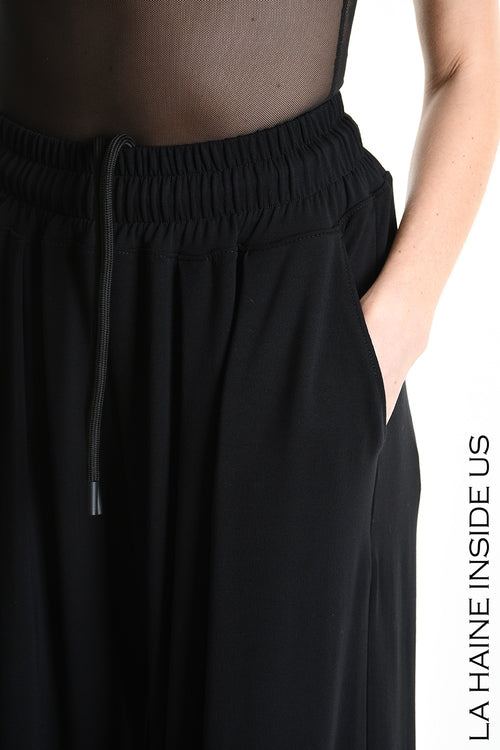 LH 4M W5250 PANTALONE Palazzo in Jersey Bamboo Nero