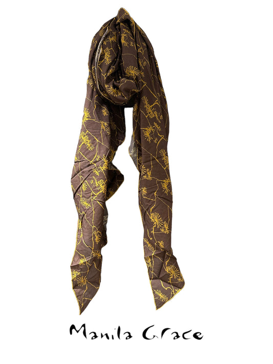 Manila Grace Brown patterned scarf