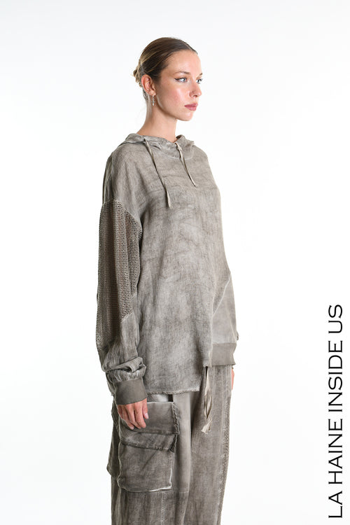 LH M1271 SWEATSHIRT Over Blend Linen Dyed Cold Inserts UNISEX D Mud