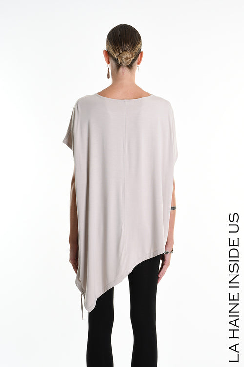 LH W5272 T-SHIRT Over Asymmetric Jersey Bamboo Beige