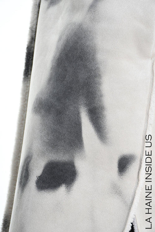 LH W5169 COAT Sleeveless Faux Sheepskin Dyed Printed UNISEX D White