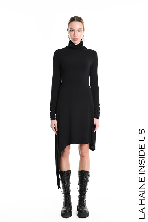 LH W5209 DRESS Asymmetric Jersey Bamboo Black