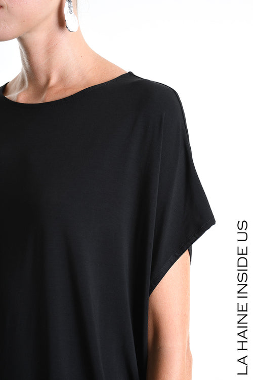 LH W5272 T-SHIRT Over Asymmetric Jersey Bamboo Black