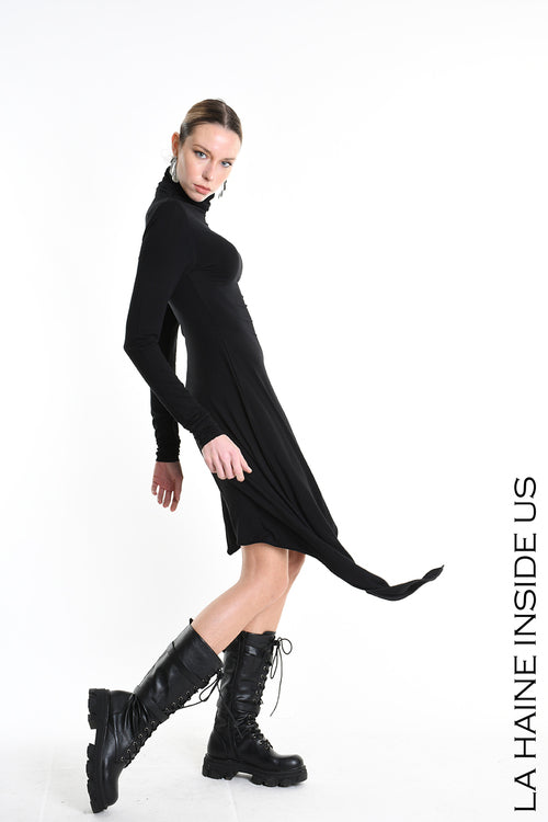 LH W5209 DRESS Asymmetric Jersey Bamboo Black