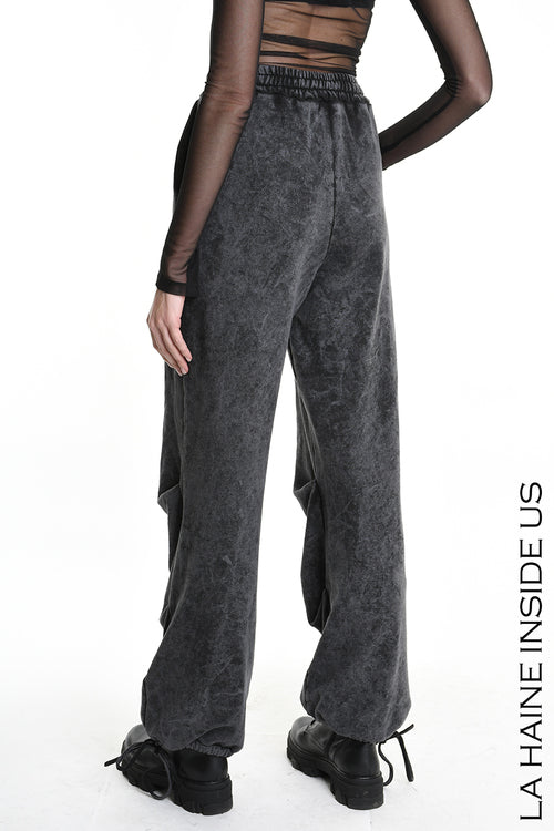 LH W5227 TROUSER Wide Fit Dyed Marmoryzed Fleece Black