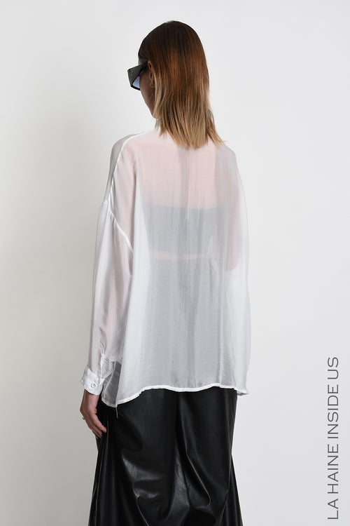 LH W5481 SHIRT Over Viscose Silk Garment Dyed White