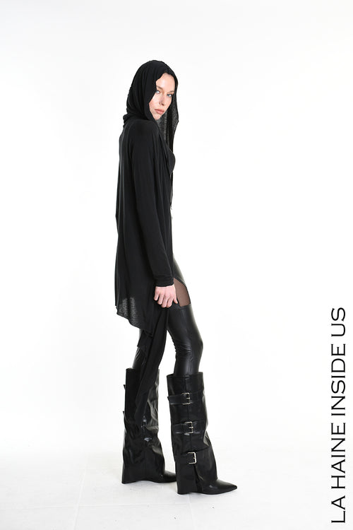 LH W5207 CARDIGAN Asymmetric Modal Cashmere Black