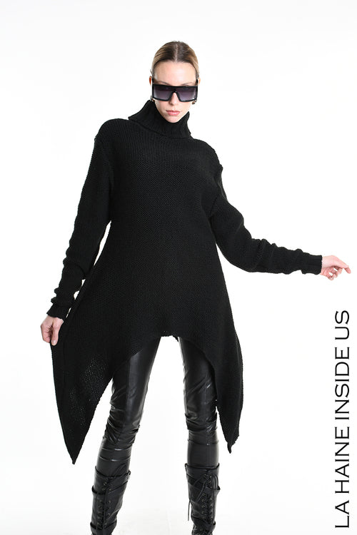 LH W5258 SWEATER Asymmetric Thickness 3 Black