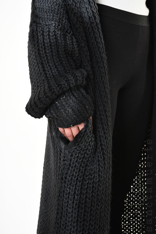 Sanctamuerte SM541 CARDIGAN Super Soft Operato Maltinto Nero