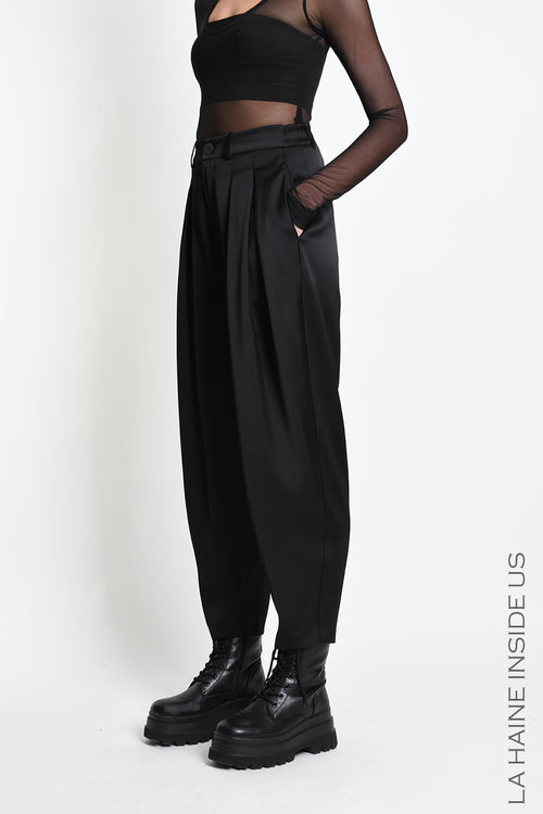 LH W5469 TROUSER Balloon Satin Black