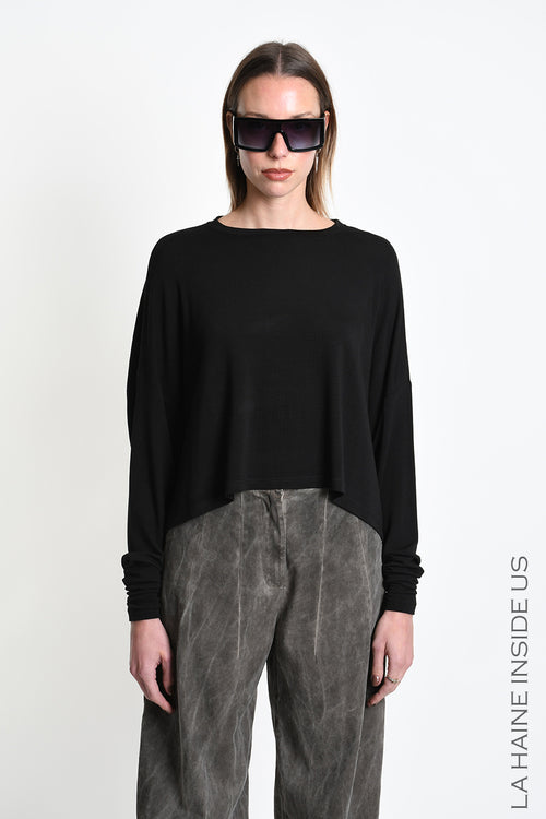 LH W5457 SWEATER Oversized Viscose Jersey Stretch Black
