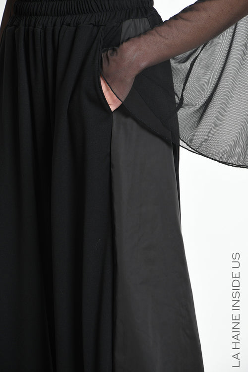 LH W5484 TROUSER WIde Punto Milano & Nylon Black