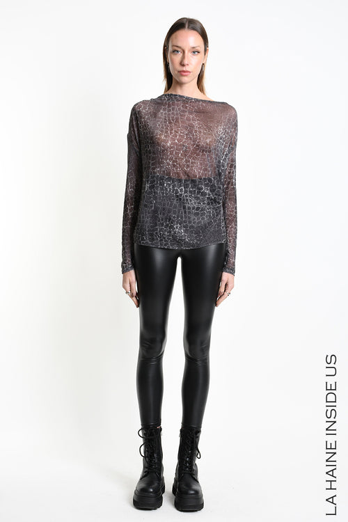 LH W5428 SWEATER Regular Tulle Stretch Printed Black