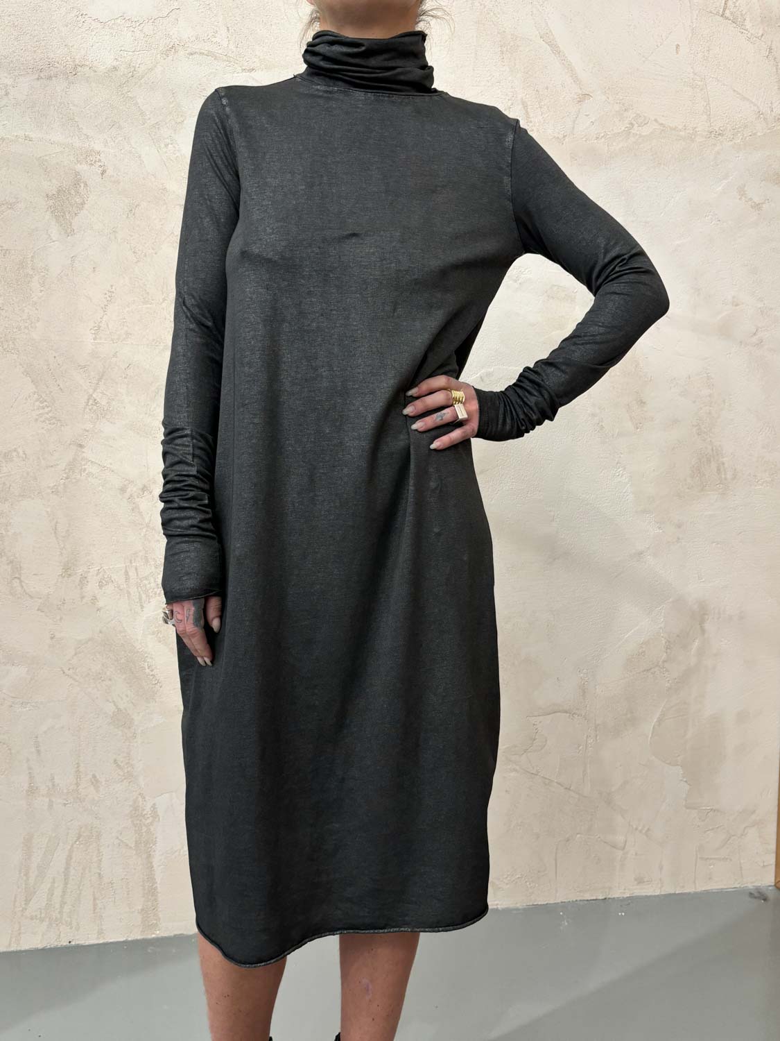 Sanctamuerte s238 Abito collo alto colore LAMINATED BLACK