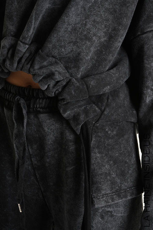 LH W5228 TROUSER Wide Fit Dyed Marmoryzed Fleece Black