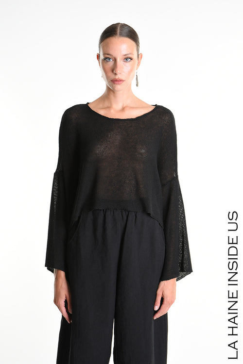 LH W5371 SWEATER Crop Thickness 7 Black