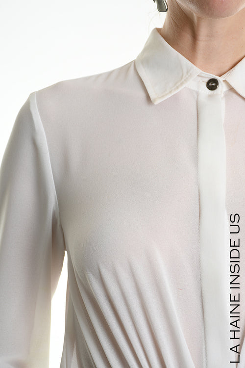 LH W5246 SHIRT Asymmetric Georgette White