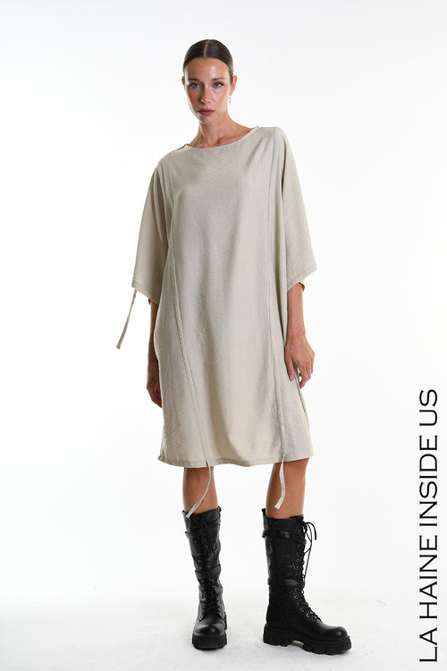 LH W5309 DRESS Over Fluid Viscose Embossed Beige