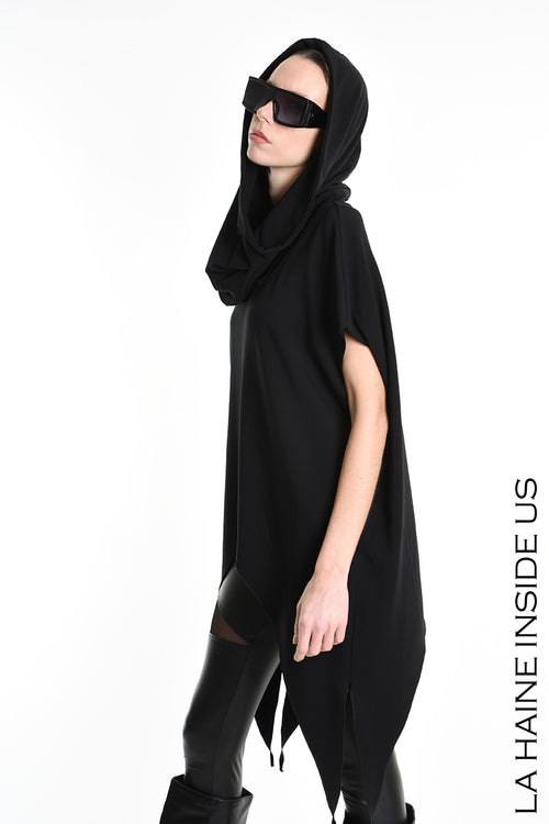 LH W5208 MAGLIA Over Asimmetrica in Jersey Bamboo Nero