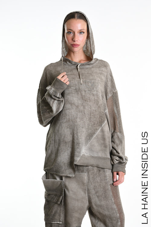 LH M1271 SWEATSHIRT Over Blend Linen Dyed Cold Inserts UNISEX D Mud