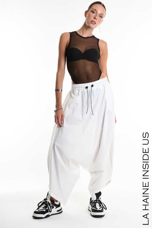 LH  W5307 TROUSER Over Cotton Popeline Stretch UNISEX D White