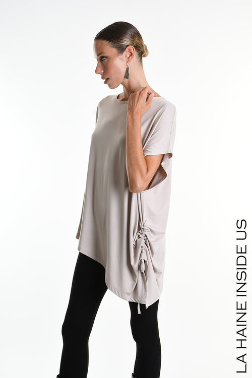 LH W5272 T-SHIRT Over Asymmetric Jersey Bamboo Beige