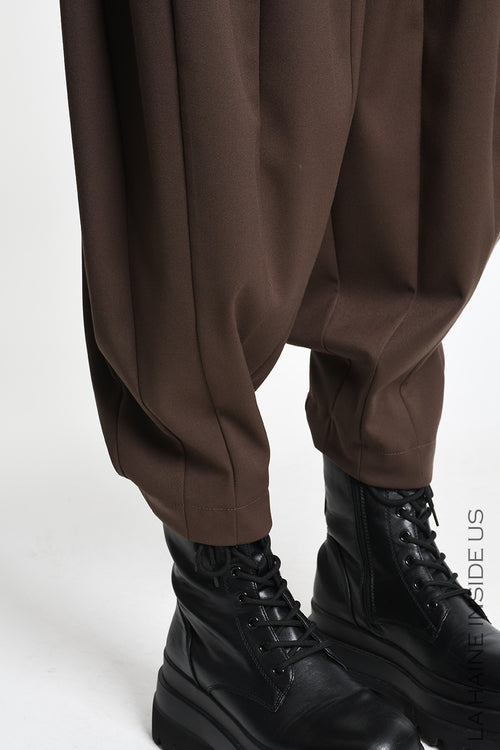 LH W5444 TROUSERS High-Waisted Balloon Line Brown