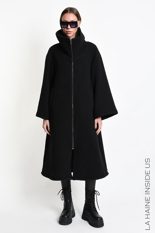 LH W5516 OVERCOAT in Wool Blend Cloth Black