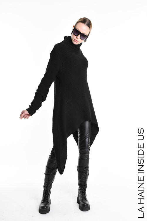 LH W5258 SWEATER Asymmetric Thickness 3 Black