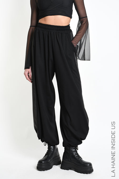 LH W5484 TROUSER WIde Punto Milano & Nylon Black