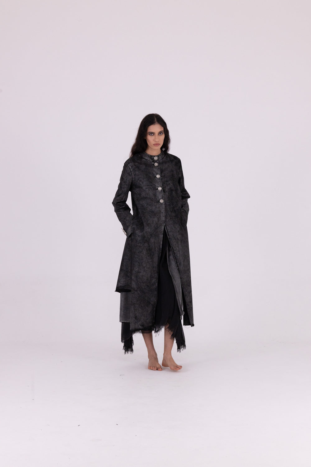 Sanctamuerte S214 cappotto  laminated black