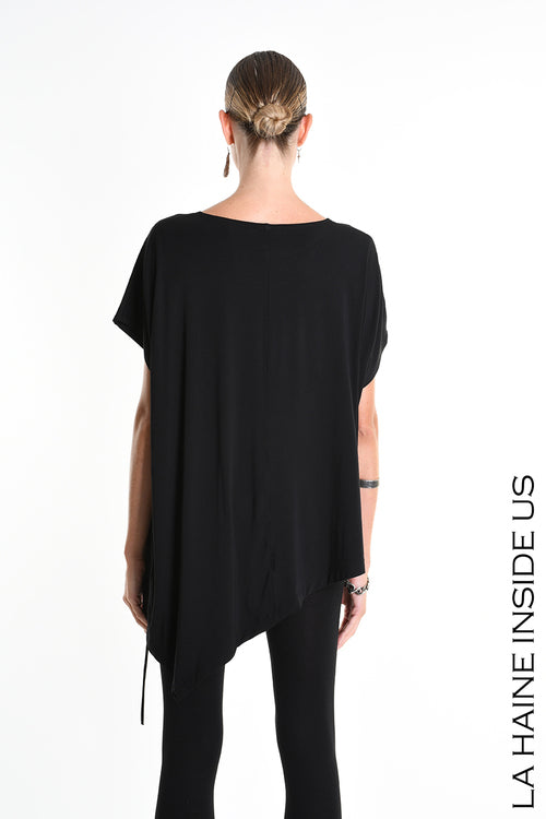 LH W5272 T-SHIRT Over Asymmetric Jersey Bamboo Black
